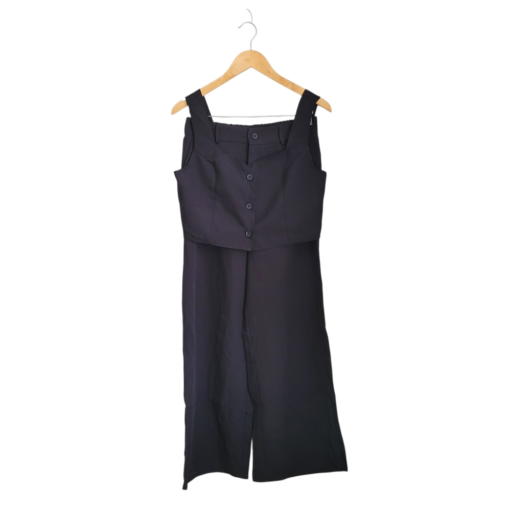 Sleek Pants Set Black  with Structured Silhouette